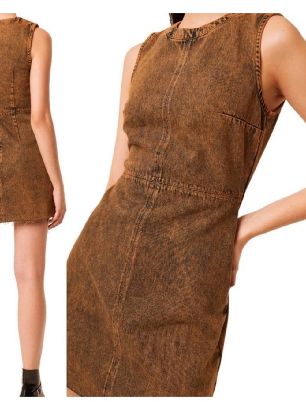 French Connection Orange and Black Washed Mini Dress